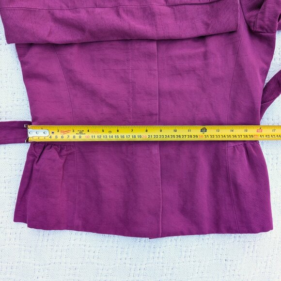DKNY Donna Karan Ruffled Hem Magenta Blazer Jacket Size 8 Made in Italy - Picture 5 of 9